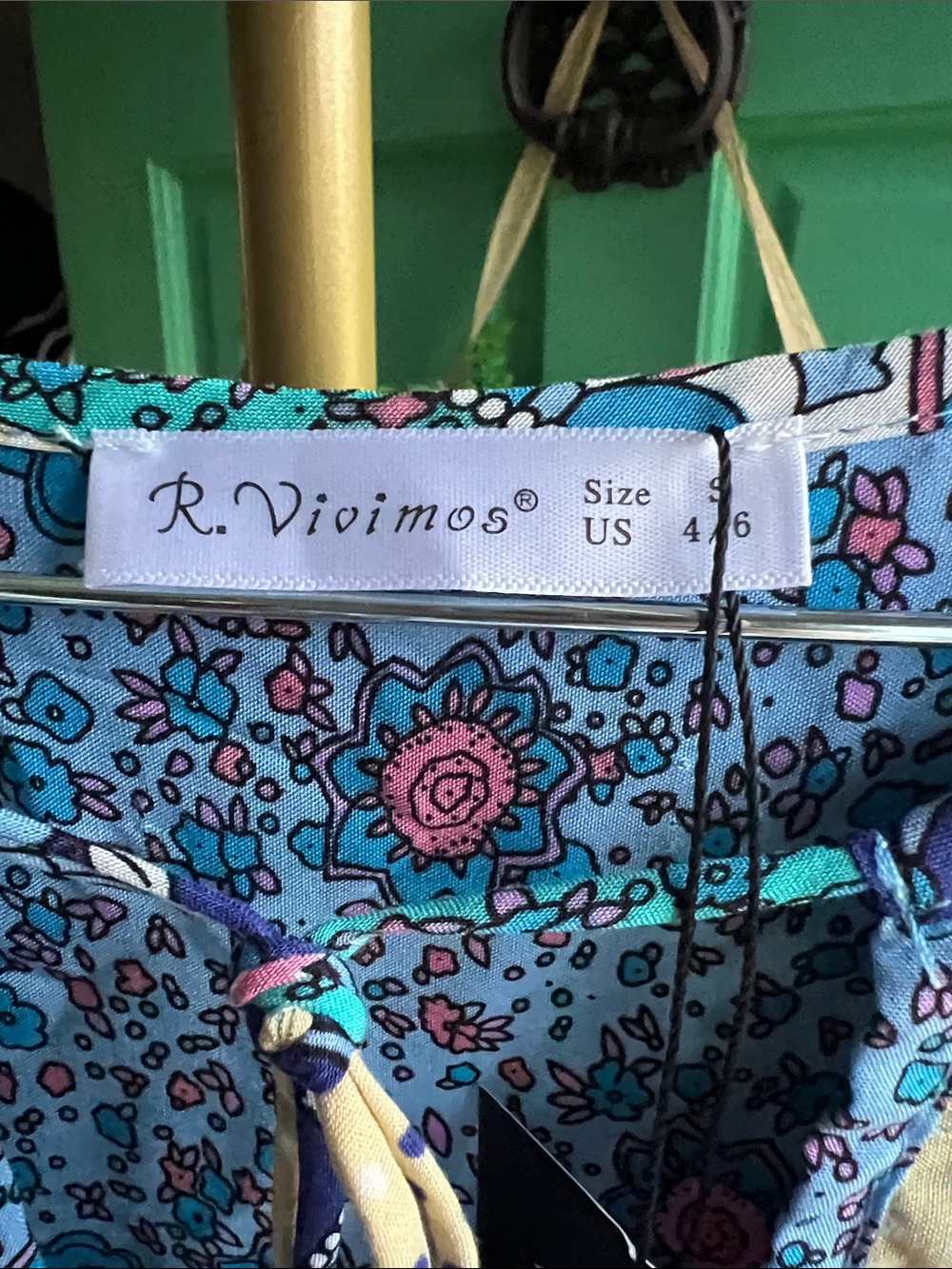 Boho Peacock Print Maxi Dress in Blue 💕 size small - Picture 5 of 7